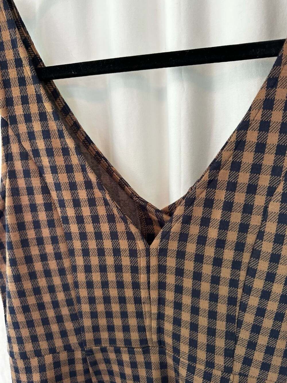 American Eagle Outfitters Womens Dress Brown and Navy Gingham Button-Front Mini - Picture 12 of 14